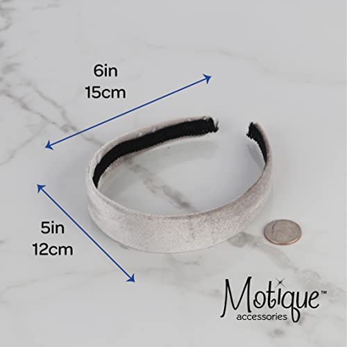 Motique Accessories 1 Inch Light Grey Velvet Headband for Women and Girls - Soft & Comfortable Hairband - görsel 10