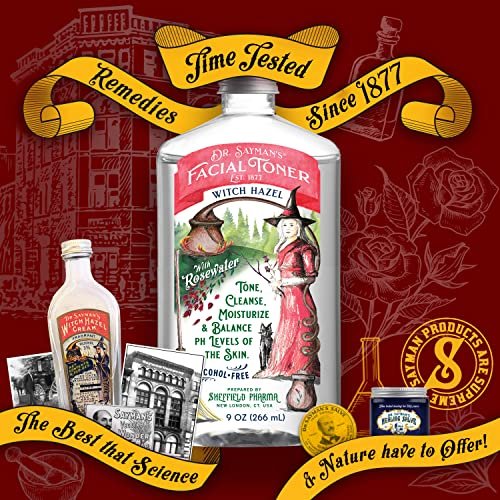 Alcohol-Free Facial Toner with Witch Hazel, Rosewater & Rice Protein – Dr. Saymans Hydrating Toner, 9 oz Avelisse