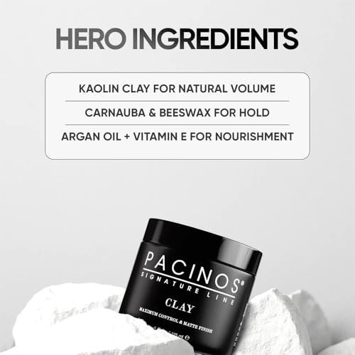 Pacinos Signature Line Clay Hair Paste - Long Lasting Styling Wax with Firm Hold for All Hair Styles (4 oz) Avelisse