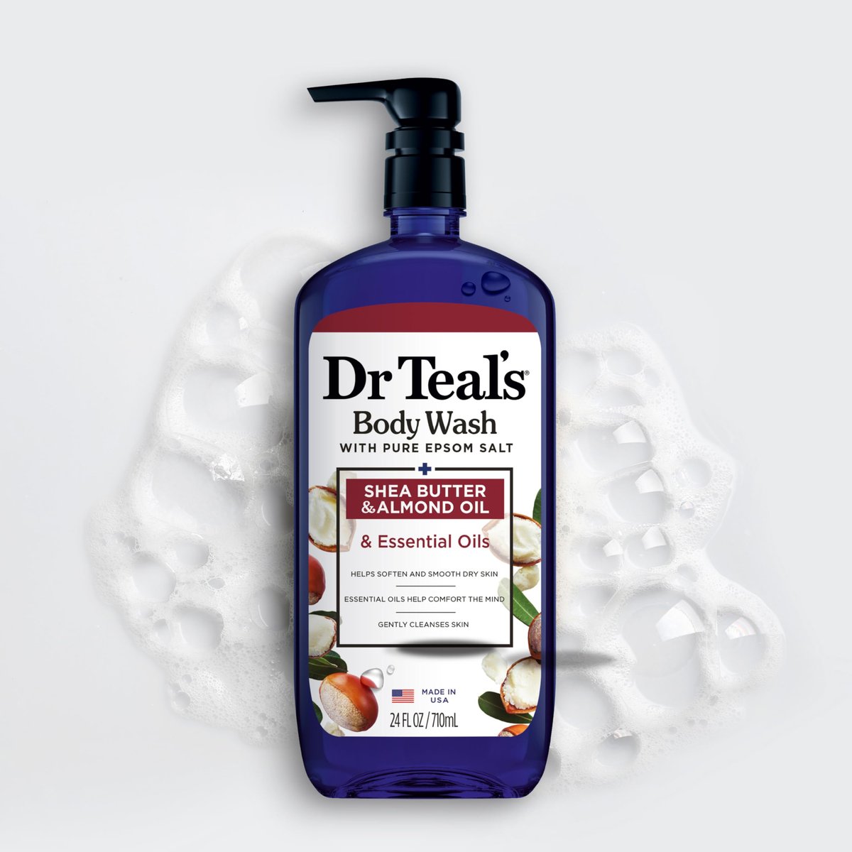Dr Teal's Body Wash with Pure Epsom Salt, Shea Butter & Almond Oil, 24 fl oz (Pack of 4) Avelisse
