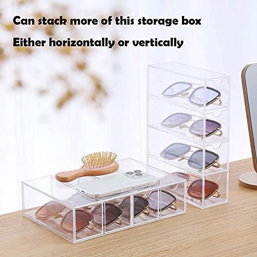 Clear Acrylic Sunglass Storage Box – 4-Layer Eyeglass Organizer with Strong Load-Bearing Tray for Home & Office Avelisse
