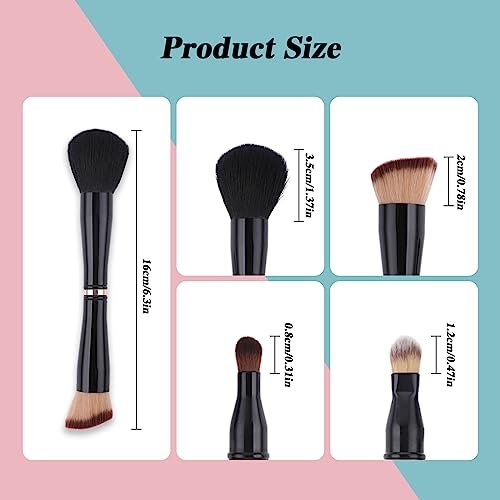 TIESOME 4-in-1 Makeup Brush Set - Double Ended Foundation, Blush, Eyeshadow, Concealer & Powder Brush - All-in-One Travel Makeup Brushes Avelisse