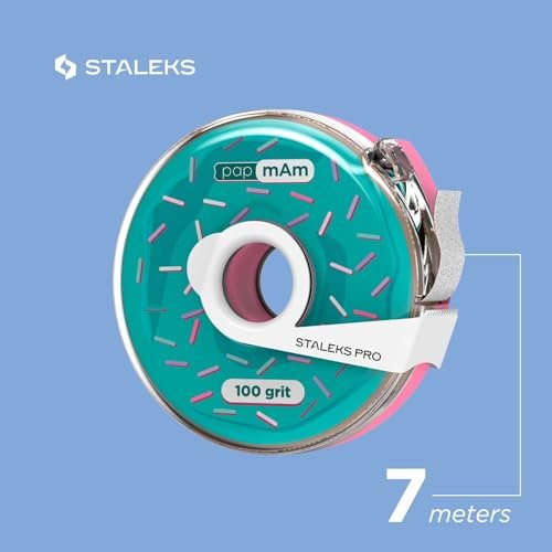 STALEKS PRO Disposable White Abrasive Tape 100 Grit – 7m Roll in Plastic Case – Glueless Replaceable Abrasive for Professional Nail Shaping – Manicure & Pedicure - görsel 18