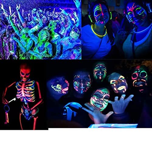 12 PCS Glow Face Body Paint Kit – Neon UV Black Light Reactive Makeup for Halloween, Festivals, and Glow Parties - görsel 14