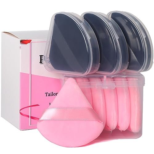 Ocim 10-Pack Velour Triangle Powder Puffs for Face Powder, Makeup Setting & Baking - Black & Pink with Case - görsel 16