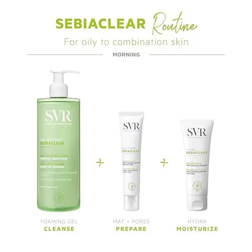 SVR Sebiaclear Moisturizing Face Cream - Soothing Moisturizer for Oily Sensitive Skin with Niacinamide, Hyaluronic Acid & Ceramides, Non-Comedogenic, 1.4 oz Avelisse