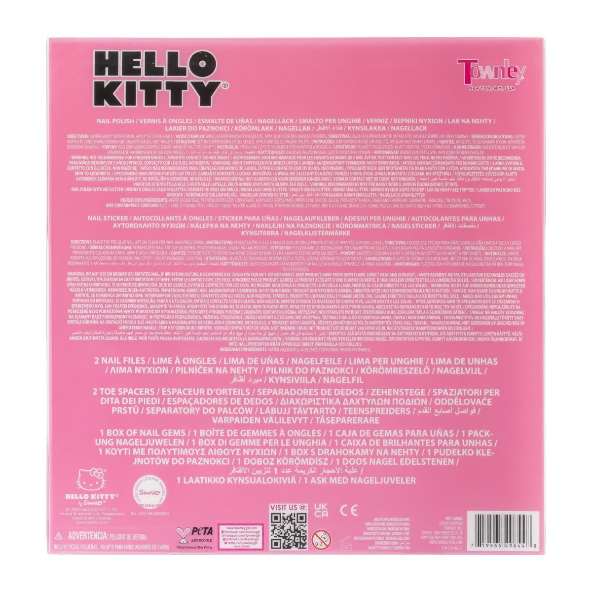 Hello Kitty Water-Based Nail Polish Set – Peel-Off, Glittery & Opaque Colors for Kids Ages 3+ | 18-Piece Set by Townley Girl - görsel 18