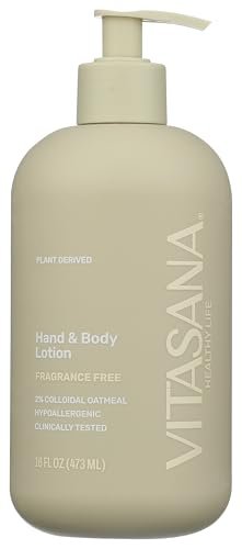 Vitasana Hydrating Hand & Body Lotion, Fragrance-Free, 99% Plant-Derived with 2% Colloidal Oatmeal, EWG Verified, Hypoallergenic, Paraben-Free, Sulfate-Free, Cruelty-Free - 16 oz Avelisse