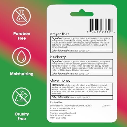 ChapStick Lip Balm Superfood Collection 3-Pack – Dragon Fruit, Blueberry & Clover Honey – Moisturizing Lip Care for Dry Lips, 0.15 oz Each - görsel 18