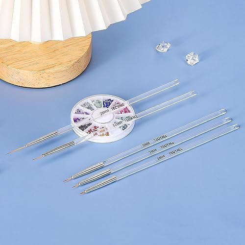 TEOYALL Fine Liner Brush Set - 5/7/9/11/20mm Nail Art Striping Brushes for Detail Drawing & Gel Polish - görsel 14