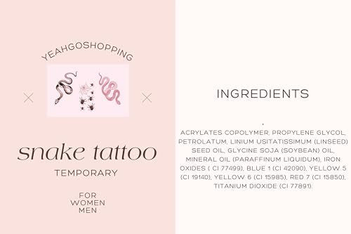 Big Size Realistic Snake & Spider Temporary Tattoo Stickers - 3 Pack (1 Black Snake, 1 Red Snake, 1 Random Spider) Waterproof Fake Tattoos for Women Men - görsel 16