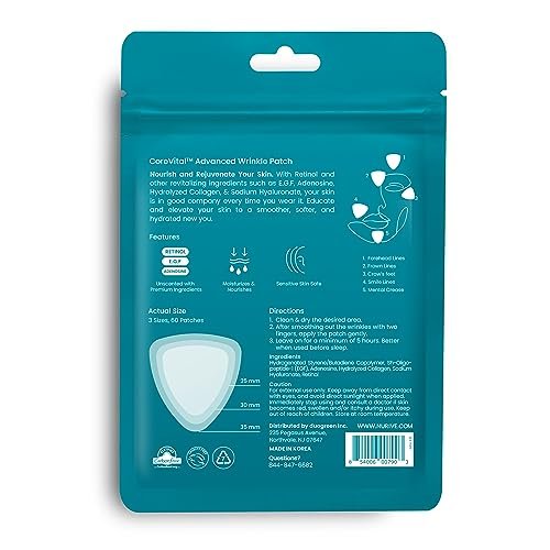 NURIVE Advanced Wrinkle Patches 60ct - Smile Line & Frown Line Patches with Retinol & Collagen, Invisible Overnight Face Wrinkle Tape, Korean Skin Care, Small (Face) - görsel 16