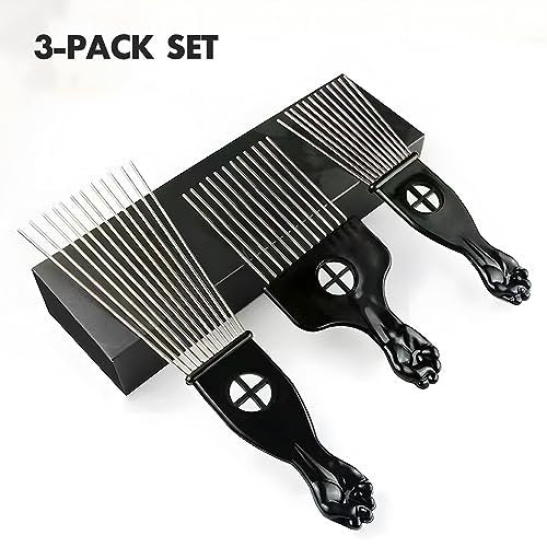 Kootinn 3-Piece Stainless Steel Afro Hair Pick Set - Fist Design for Men & Women - Natural Curly Hair Styling Tool - görsel 14