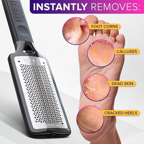 NYK1 MEGAFILE XL Foot File Callus Remover with Skin Catcher - Stainless Steel Foot Scrubber for Wet & Dry Use, Textured Grip, Black - görsel 18
