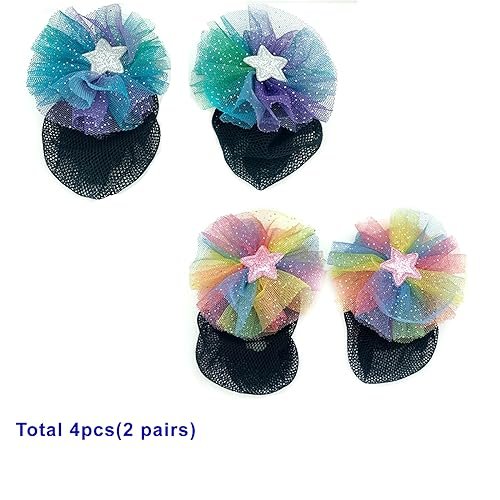 AsggBah 4pcs Floral Bow Hair Clips for Girls - Colorful Bow Barrettes with Bun Covers, Metal Hair Clips for Little Girls - görsel 12