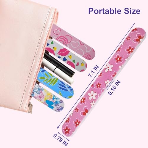 24 Pack Colorful Emery Board Nail Files - Double Sided 180 Grit for Natural Nails, Professional Manicure Tool for Shaping, Buffing & Smoothing - Flowery Design - görsel 14