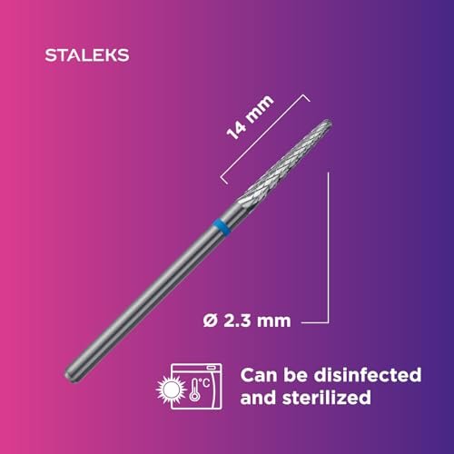 STALEKS PRO Expert Carbide Nail Drill Bit - Cone Shape, Blue Ring, 2.3mm Head / 14mm Working Part - Medium Hardness for Artificial Nail Correction & Skin Processing in Hardware Manicure/Pedicure - görsel 14