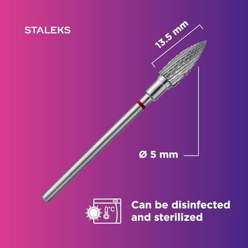 STALEKS PRO Expert Carbide Nail Drill Bit (Flame, Blue, 5mm Head / 13.5mm WP) – Medium Hardness for Artificial Nail Correction, Gel Polish Removal & Skin Processing - görsel 14