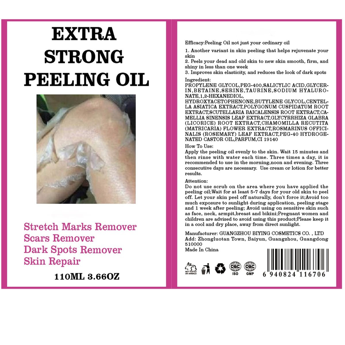 Yellow Peeling Oil for Dark Skin - Extra Strength Strong Peeling Gel Exfoliating Solution for Body, All Skin Types Dead Skin Remover (3.87 Fl Oz / 110ML) - görsel 18