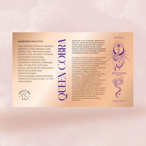 SELESTIA BEAUTY Black Mascara Queen Cobra – Volumizing, Curling, Lengthening – Soft Brush for Smooth Application – Long-Lasting & Weather-Proof – 0.34 fl.oz. – Made in Italy Avelisse