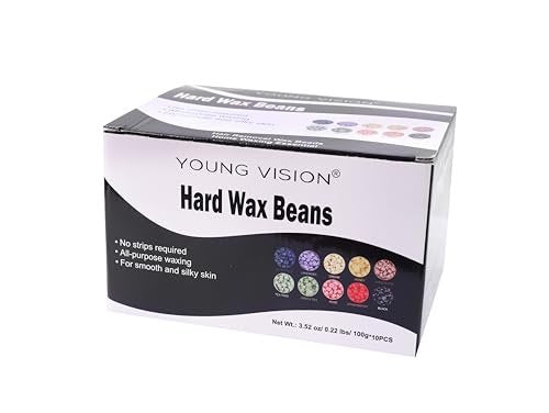 YOUNG VISION Hard Wax Beads for Hair Removal – 2.2 lbs (1000g) Refill Waxing Beads for Sensitive Skin – Soft & Painless Wax Beans for Face, Brazilian, Bikini, Body – 10 Packs, Multi Color Avelisse