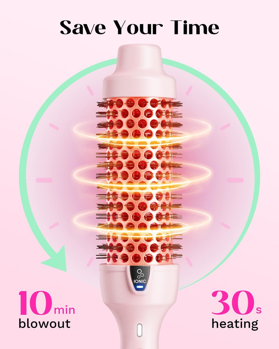Wavytalk Thermal Brush 1.5 Inch - Negative Ion Hot Air Brush for Blowout Look, Pink Avelisse