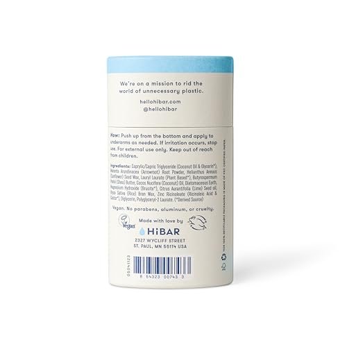 HiBAR Sensitive Deodorant 3-Pack – Unscented Natural Deodorant for Sensitive Skin, Aluminum-Free, Baking Soda-Free, Cruelty-Free, Travel-Friendly Size with Easy Push-Up Applicator Avelisse