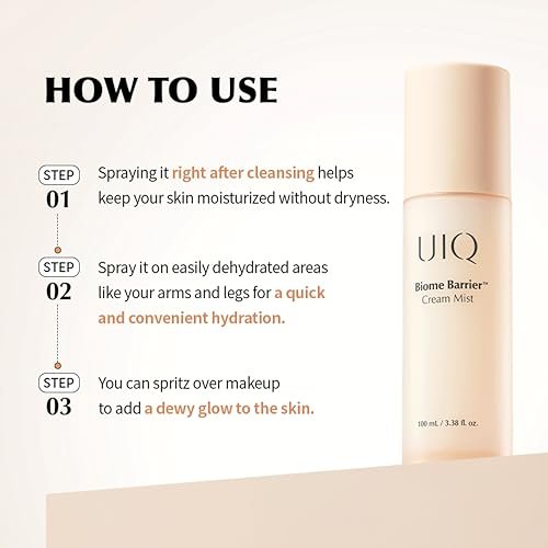 UIQ Biome Barrier Cream Mist - Microbiome-Powered Face Mist with Hyaluronic Acid & Niacinamide, Deep Hydration, Glow & Soothing, Korean Skin Care, 100ml / 3.38 fl. oz. Avelisse