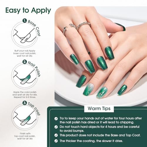COSMOO Glitter Dark Green Nail Polish – Quick Dry, Shimmer Nail Lacquer 12ml - görsel 18