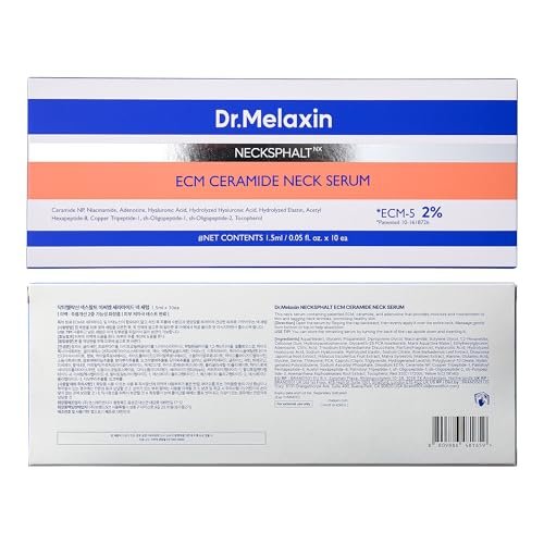 Dr.Melaxin Neck Tightening Ampoule – Firming & Lifting Ampoule for Neck Wrinkles & Sagging Skin, Necksphalt ECM Barrier Anti-Aging Korean Neck Care Treatment, 1.5ml×10ea Avelisse