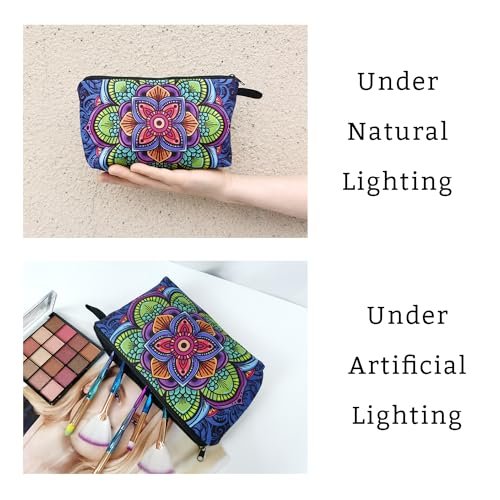 Livel lhood Mandala Flowers Cosmetic Bag - Stylish Small Makeup Organizer Pouch for Women - görsel 14