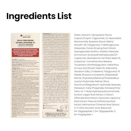 K-SECRET SEOUL 1988 Retinal Serum – Advanced Retinal Liposome 2% & Black Ginseng Extract for Fine Lines & Texture Care, Korean Skincare, 30ml Avelisse