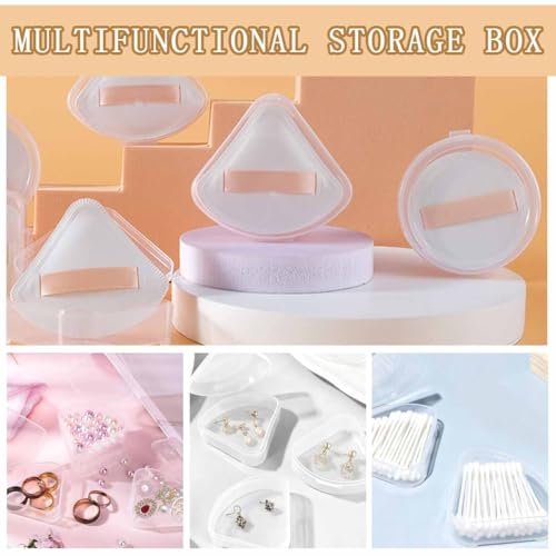 8 PCS Triangle Powder Puffs Holder Cases - Clear Makeup Sponge Protective Container, Portable Beauty Blender Holder, Reusable Dust-Proof Pocket Cosmetic Puff Box for Travel (Transparent) - görsel 14