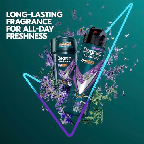 Degree Men Advanced Antiperspirant Deodorant Dry Spray Deep Cedar & Lavender, 3-Pack, 72-Hour Sweat and Odor Protection with Body Heat Activated Technology, 3.8 oz Each - görsel 6