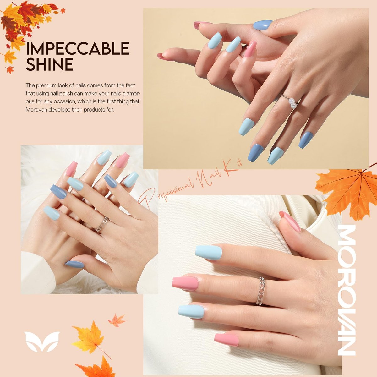 Morovan Nail Polish Set: Fall Quick Dry Fingernail Polish Kit - 6 Orange & Fall Shades, 0.06 oz Each, Glossy Finish, DIY Gift for Women - görsel 18