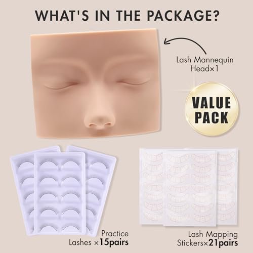 Embagol Lash Extension Practice Kit for Beginners – Professional Eyelash Training Mannequin Head Set with Practice Lashes Avelisse