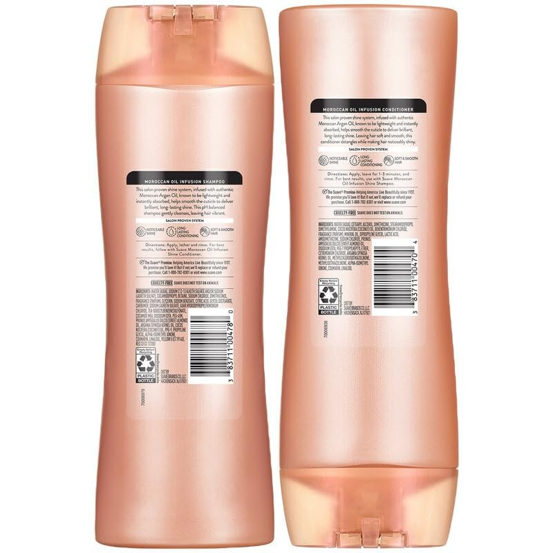 Suave Moroccan Oil Infusion Shine Shampoo and Conditioner for Dull Hair – Salon-Proven System for Brilliant, Shiny Hair, Frizz Control, 12.6 Oz Each - görsel 8