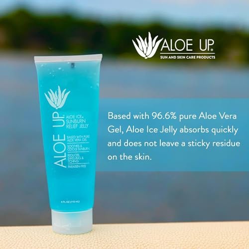 Aloe Up Aloe Vera Gel for Sunburn Relief – Cooling After Sun Jelly for Adults & Kids Face & Body – 96.6% Pure Gel – Reef Friendly, Alcohol & Fragrance Free – 4 Oz – Pack of 2 Avelisse