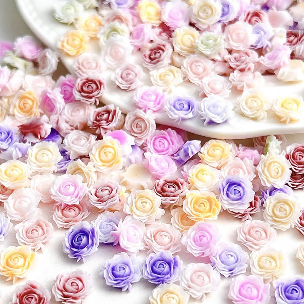 100 Pcs Cute Flower Nail Charms - Mixed Size Floral 3D Resin Camellia Rose Nail Art Decorations - görsel 18