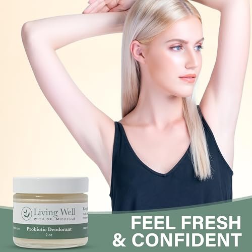 Living Well with Dr. Michelle Probiotic Whole Body Deodorant Cream | Unscented, Aluminum-Free & Paraben-Free | Natural Deodorant for Sensitive Skin, Underarms & Beyond Avelisse