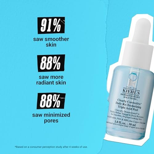 Kiehl's Clearly Corrective Daily Re-Texturizing Triple Acid Peel Serum - Gentle Exfoliating Facial Peel with Salicylic, Glycolic & Lactic Acid, 1 fl oz Avelisse