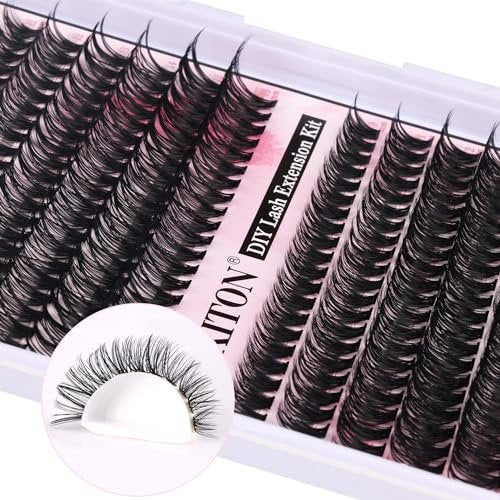280 Pcs Cluster Lashes D Volume Eyelashes Extensions 9-16 mm Mix 40D+50D Thin Band Individual Lashes for DIY Lash Extension Beginners - görsel 16