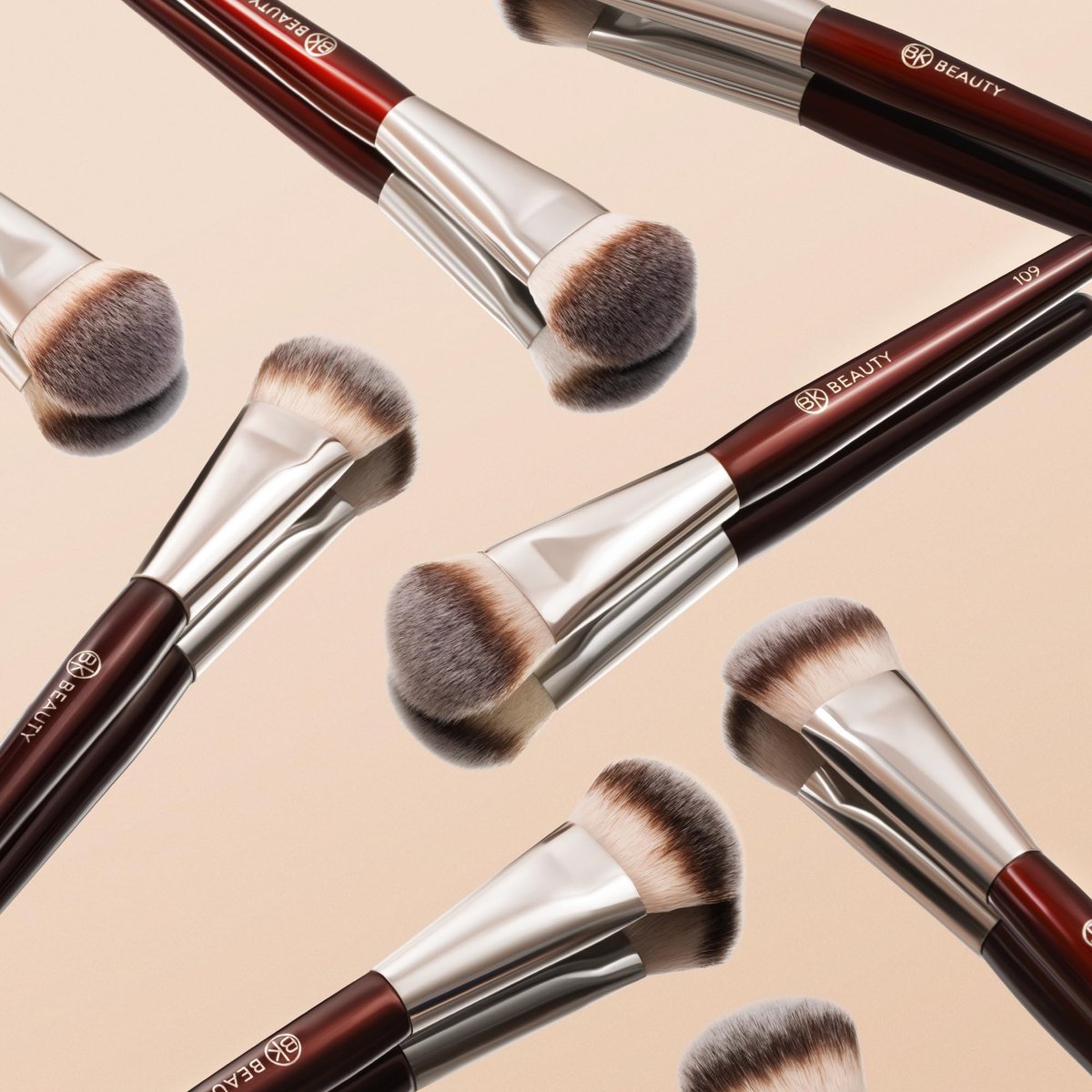 BK BEAUTY BRUSHES 109 Mini Contoured Foundation Brush - Vegan Face Brush for Liquid, Cream Foundation, Bronzer, Blush & Highlighter Avelisse