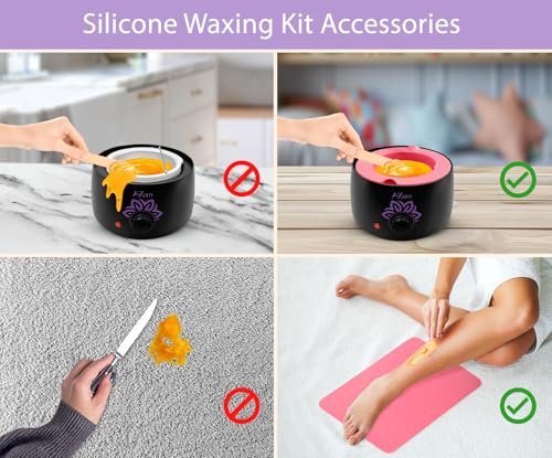 AZAM All-in-One At Home Waxing Kit for Hair Removal – Wax Pot, 4 Pack Hard Beads, Silicone Bowl, 2 Treatment Oils & More, Full Body Warmer Avelisse