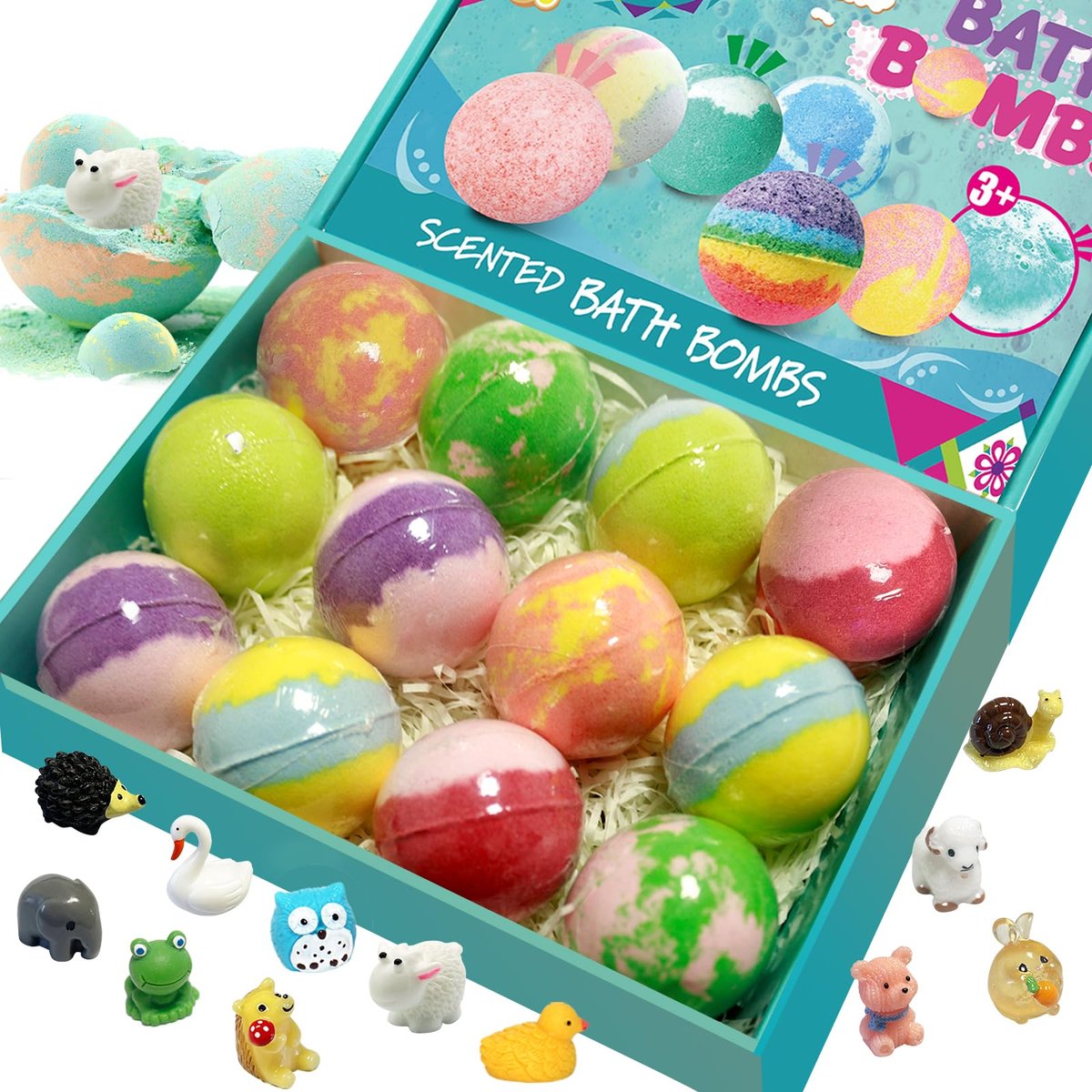 Lisotera Bath Bombs for Kids with Surprise Inside – 12 Pack Organic Colorful Fizzy Balls with Toys, Easter Gifts for Boys & Girls Avelisse