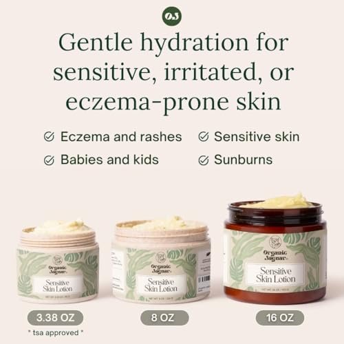 Organic Jaguar Natural Body Lotion for Sensitive Skin, Scent Free, Sulfate & Paraben Free Body Care, Moisturizer With Essential Oils, Vitamin E Oil, Beeswax, Extra Virgin Olive Oil, Raw Honey, 8 oz Avelisse