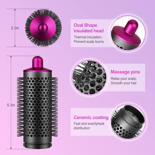 PUREGUST Round Brush Attachment for Dyson Airwrap - Oval Volumizing Brush in Rose (Small) Avelisse