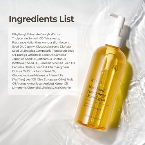 AVCA Jumbo Size Blackhead Remover Cleansing Oil 10.14 fl oz (300ml) – K-Beauty Pore Care Cleanser with PHA, Dissolves Makeup & Sebum, Gentle Exfoliating Oil Cleanser for Oily & Normal Skin Avelisse