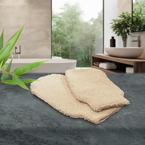 GUARD&MARINE Natural Hemp Shower Mitts – Exfoliating Bath Gloves for Men & Women, Set of 2 Washcloths, Soft Loofah Mittens for Body Scrub & Cleansing - görsel 16