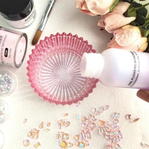 CORFULRA Monomer Dish - Large Glass Dappen Dish for Acrylic Nail Powder, Acetone Nail Polish Remover Holder - Pink - görsel 12